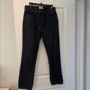 Agolde Women's Lana Mid Rise Black Button-Fly Jeans
